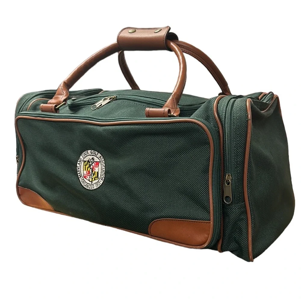 Rare Maryland State Golf Association Green Canvas Locker Room Duffle Bag Luggage